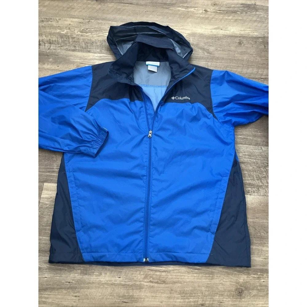 Columbia Men's M Omni-shield Blue Navy Windbreaker Rain Jacket Hood Packable